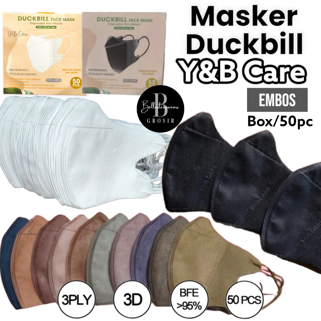 Jual BELLA = MASKER DUCKBILL YnB CARE MIX EMBOS RAINBOW ISI 50 Y&B CARE ...