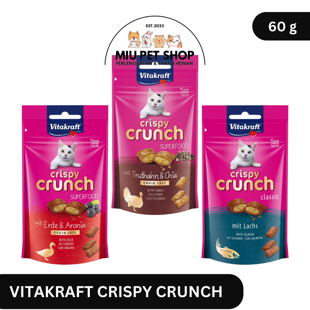 Snack Per Gatti Vitakraft Crispy Crunch - Croccanti Con Ripieno Al Malto 60g Anti Boli Di Pelo - Foto 11