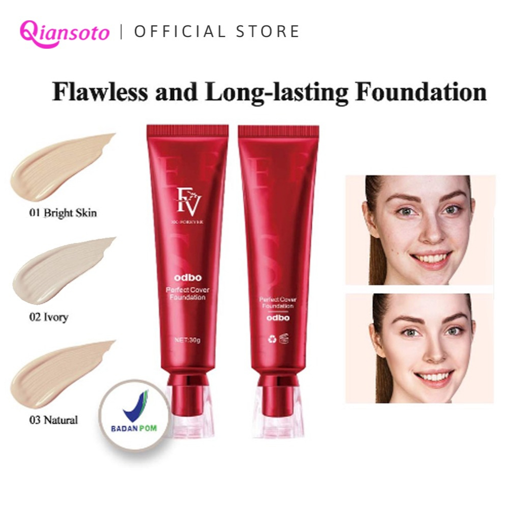 Jual 𝗤𝗜𝗔𝗡𝗦𝗢𝗧𝗢 𝗫 𝗢𝗗𝗕𝗢 FV original Cover Foundation 30g waterproof