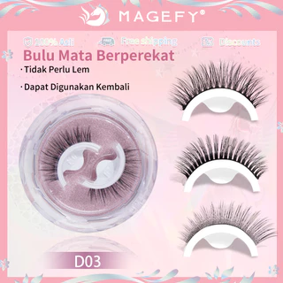 MAGEFY Bulu Mata Tanpa Lem Natural 3D Ekstensi Bulu Mata Palsu Bulu Mata 7328