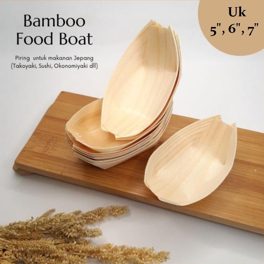 Jual Bamboo Food Boat Tray Bambu Tatakan Piring Takoyaki Isi 50pcs Shopee Indonesia 8712