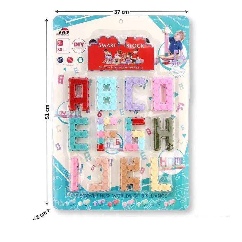 Jual MAINAN SUSUN BALOK HURUF ANGKA ALPHABET NUMBER BRICK BLOCK SMART ...