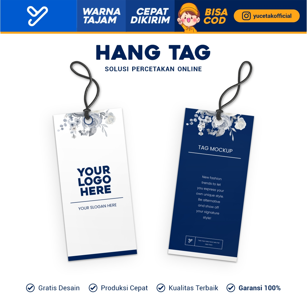 Jual YUCETAK Hang Tag Baju (FREE TEMPLATE DESIGN) Label Baju
