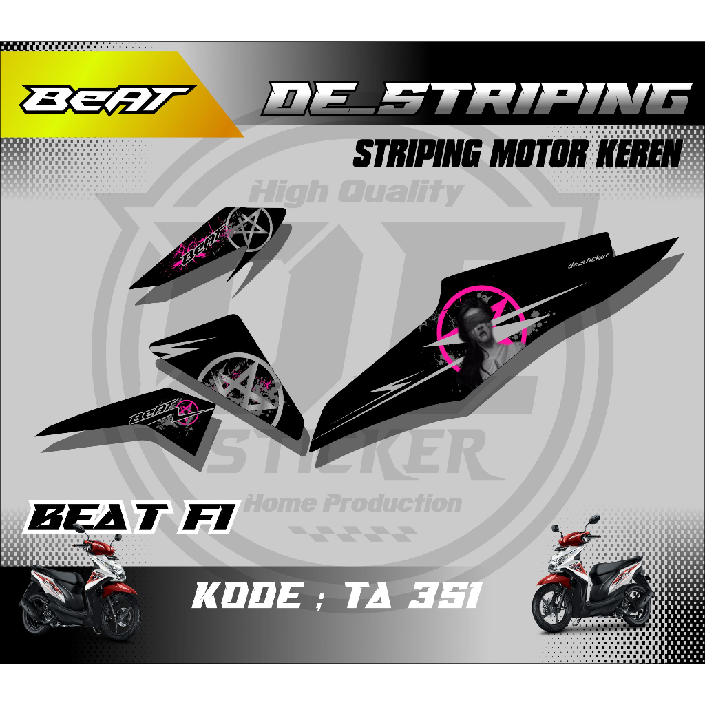 Jual Striping Stiker Motor Honda Beat Fi Semifull Motif Lady Santanic Simpel Ta