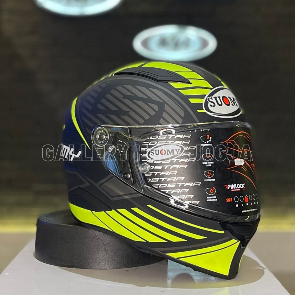 SUOMY Speedstar SP Matt Yellow SUOMY Speed Star SP Matt Yellow helm  full face helm berkelas helm berkacamata double visor visor flat 