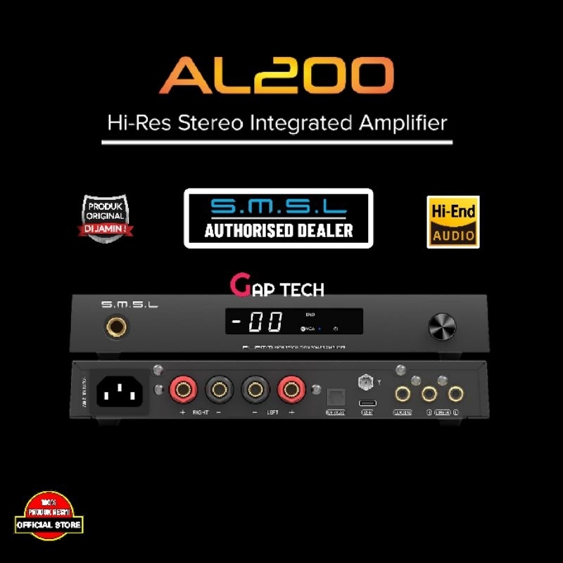 Jual SMSL AL200 / AL 200 HiRes Class D Stereo Integrated Amplifier