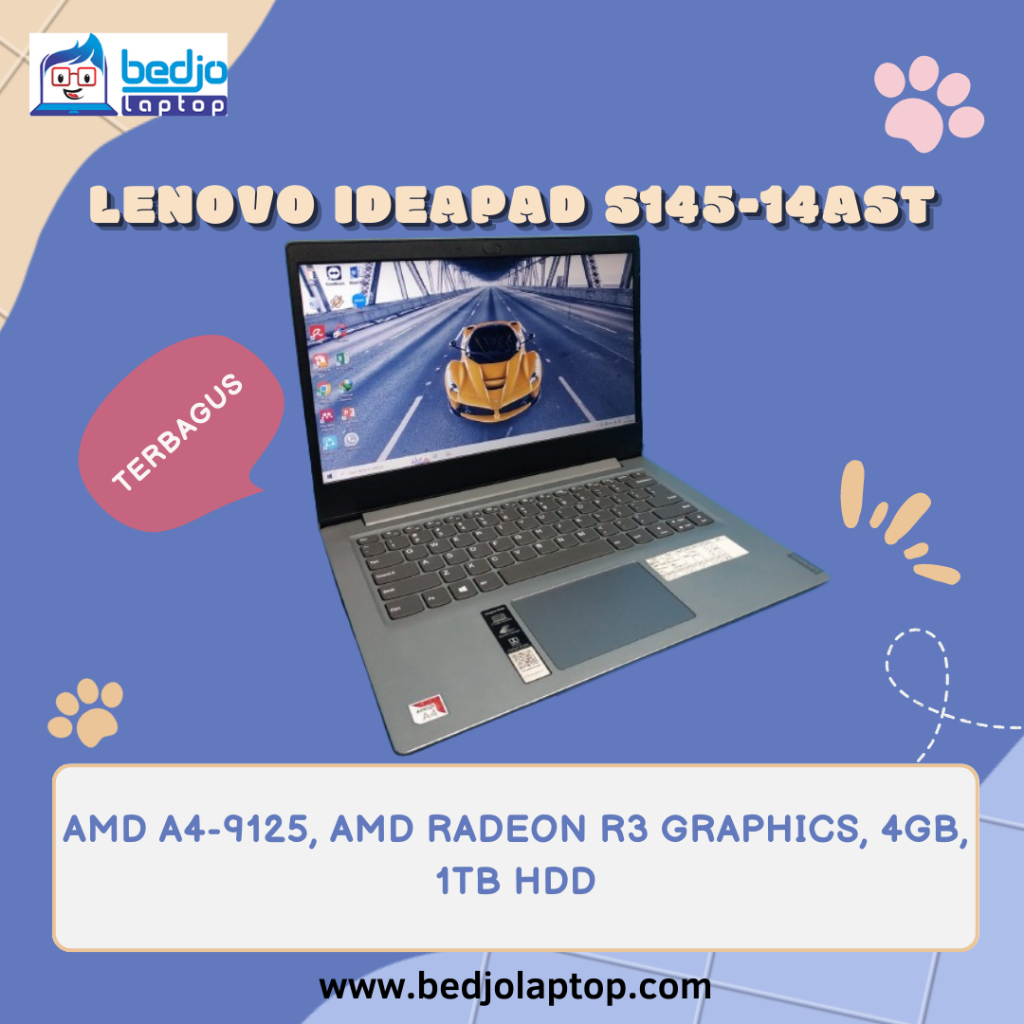 Jual TERBAGUS, Lenovo Ideapad S14514AST, AMD A49125, Laptop Lenovo di