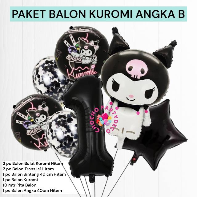 Jual Paket Balon KUROMI SANRIO Angka B / Dekorasi Ulang Tahun Sanrio ...