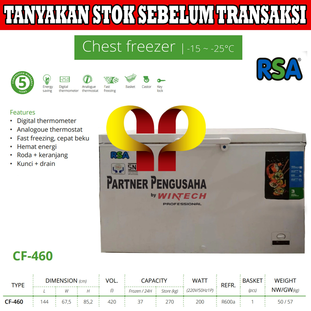 Jual Rsa Cf Cf Chest Freezer Rsa Lemari Beku Penyimpan Makanan