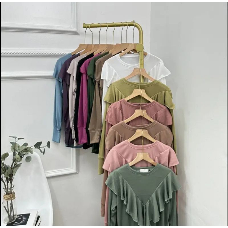 Jual BLOUSE LAYER RUFFLE BAHAN RIB / ATAS WANITA LENGAN PANJANG /BLOUSE ...