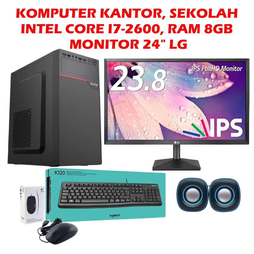 Jual PAKET KOMPUTER KANTOR INTEL CORE I7-2600 RAM 8GB MONITOR LG ...