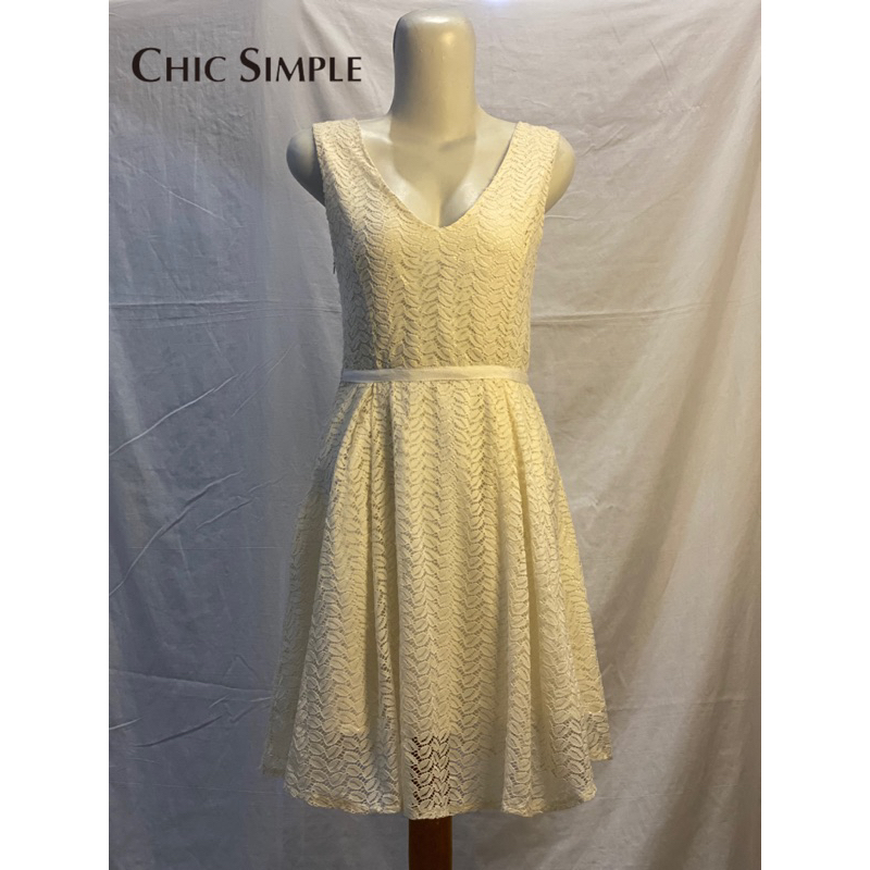 Jual MINI DRESS FULL BROKAT FULL FURING WARNA BROKEN WHITE MODEL V-NECK ...