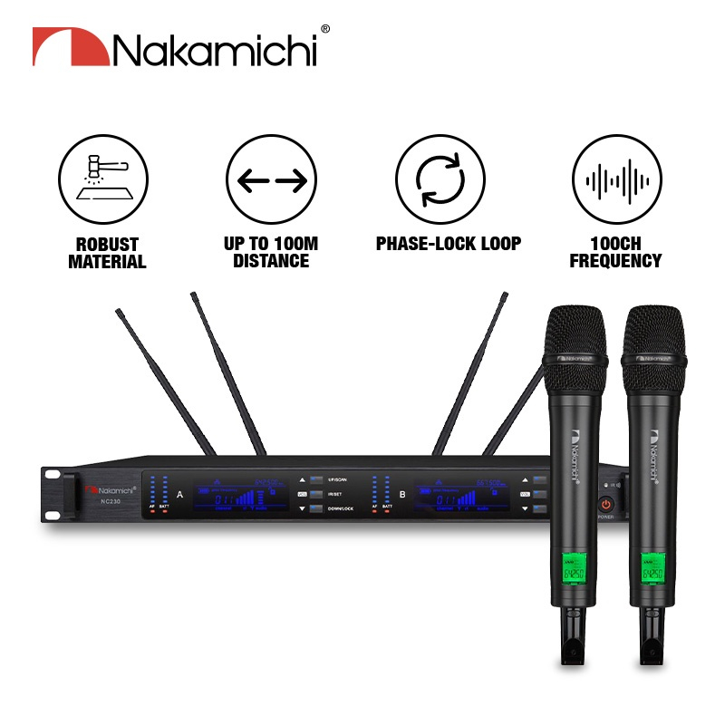 Jual NAKAMICHI NC230 NC-230 NC 230 PROFESSIONAL WIRELESS MICROPHONE ...