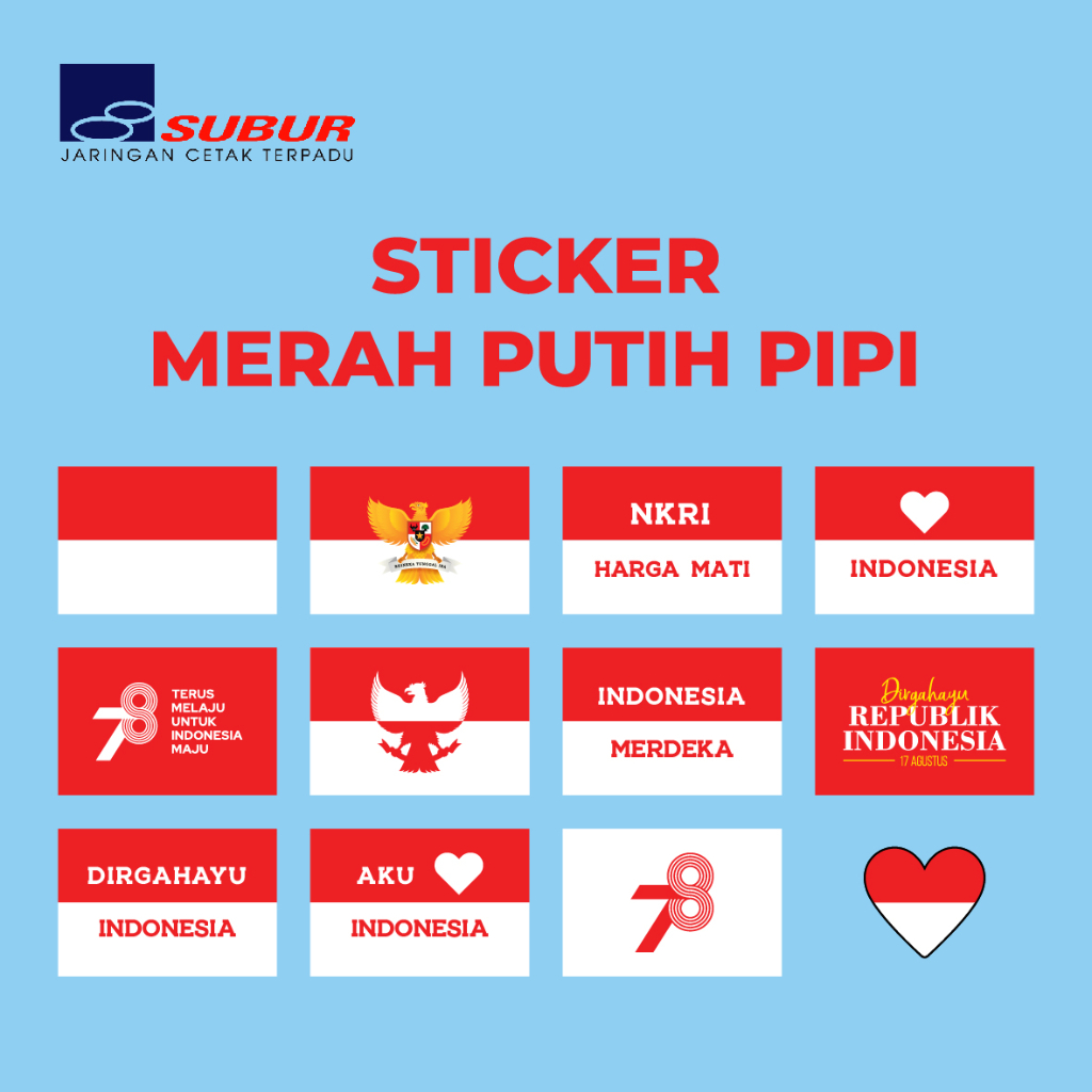 Jual Min Order Pcs Sticker Pipi Bendera Agustus Kreasi Tempel