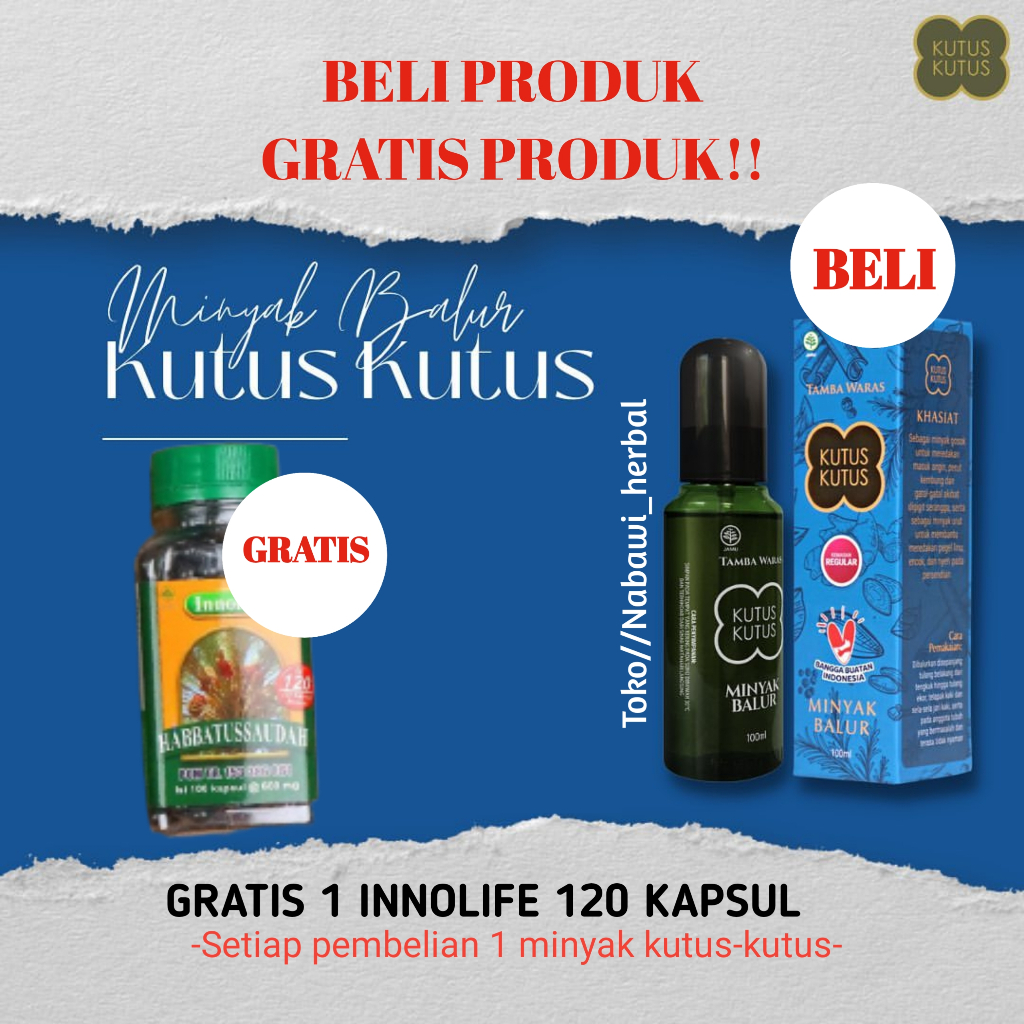 Jual Minyak Kutus Kutus Herbal Organic 100ml Paket Sale Promo