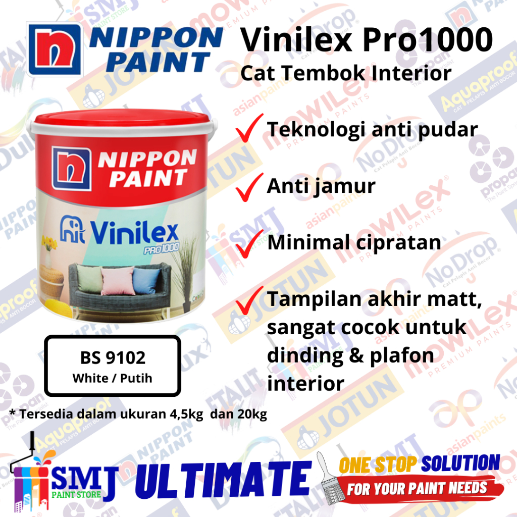 Jual Cat Tembok Interior Nippon Vinilex Pro Putih White Bs Kg Bukan Kg