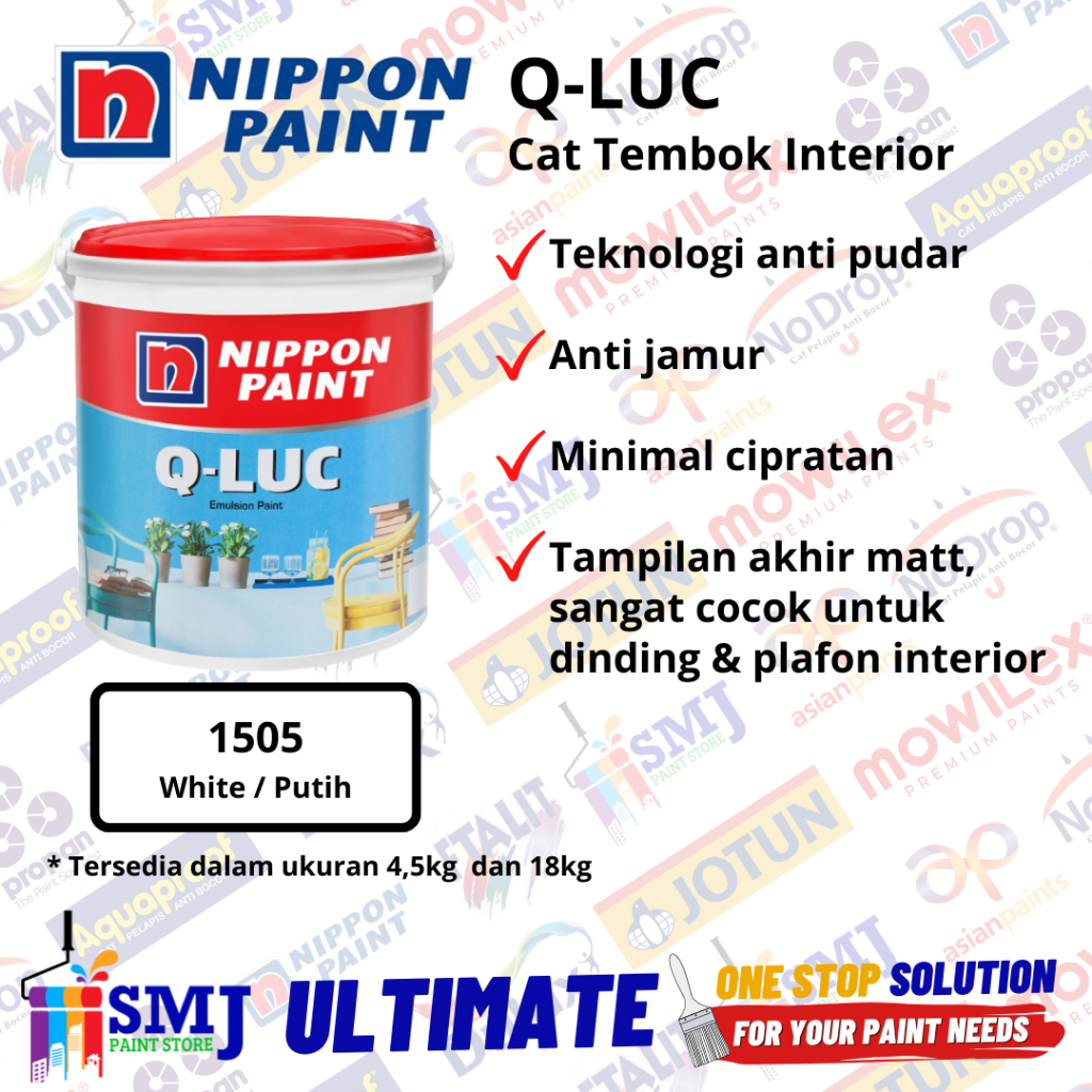 Jual Cat Tembok Interior NIPPON PAINT QLUC 1505 White / Putih 4,5kg