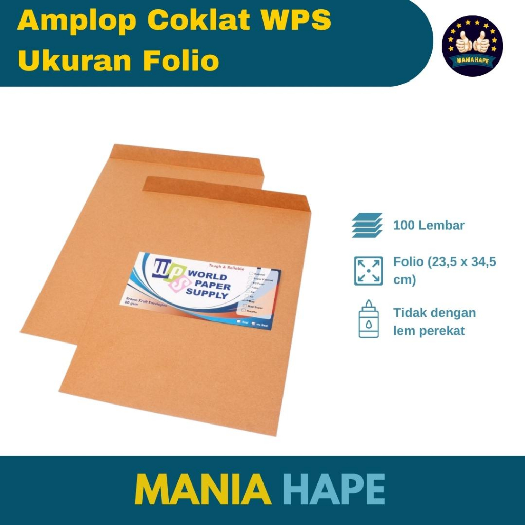 Jual Amplop Coklat Wps Ukuran Folio Kertas Berkas Kantor Mh Shopee