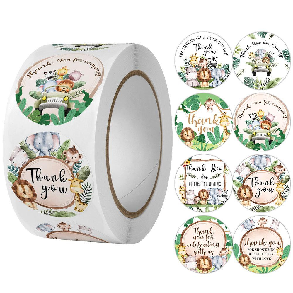 Jual 500PC STIKER LABEL KEMASAN HAMPERS BUKU DIARY MOTIF ANIMAL JUNGLE ...