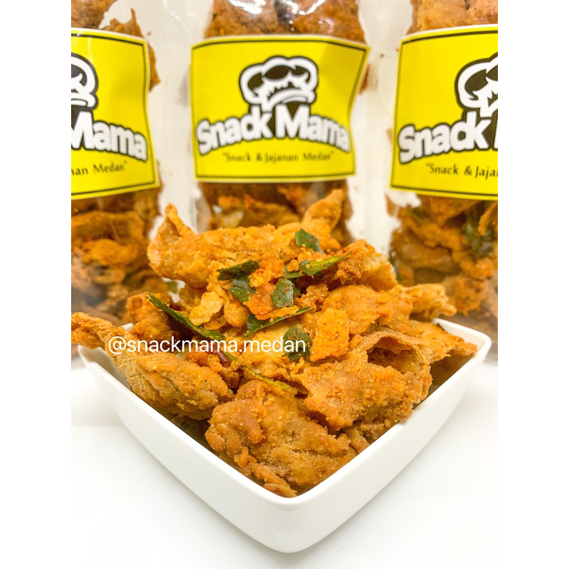 Jual [500gr] Keripik Kulit Ayam Crispy Pedas Daun Jeruk Snackmama