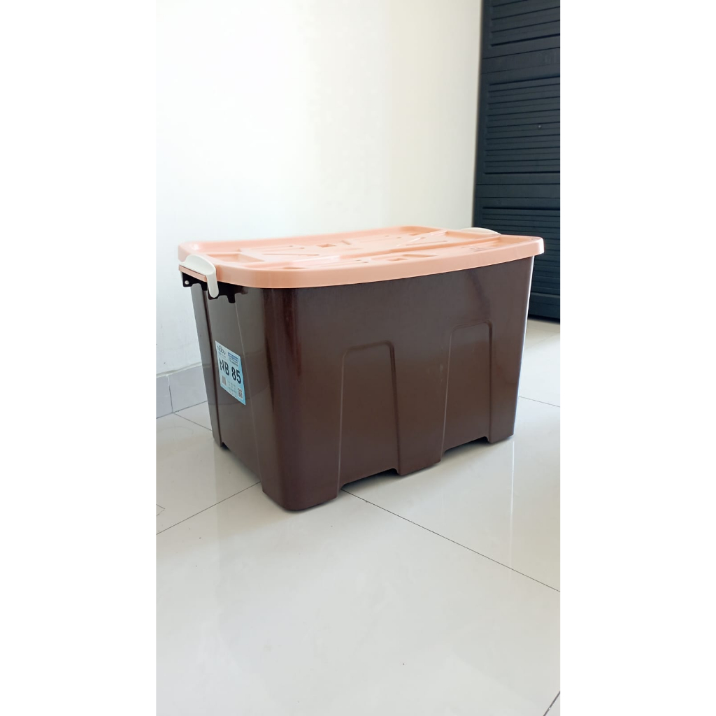 Jual Box Container 85 Liter Coklat NOBU + 6 Roda | Shopee Indonesia