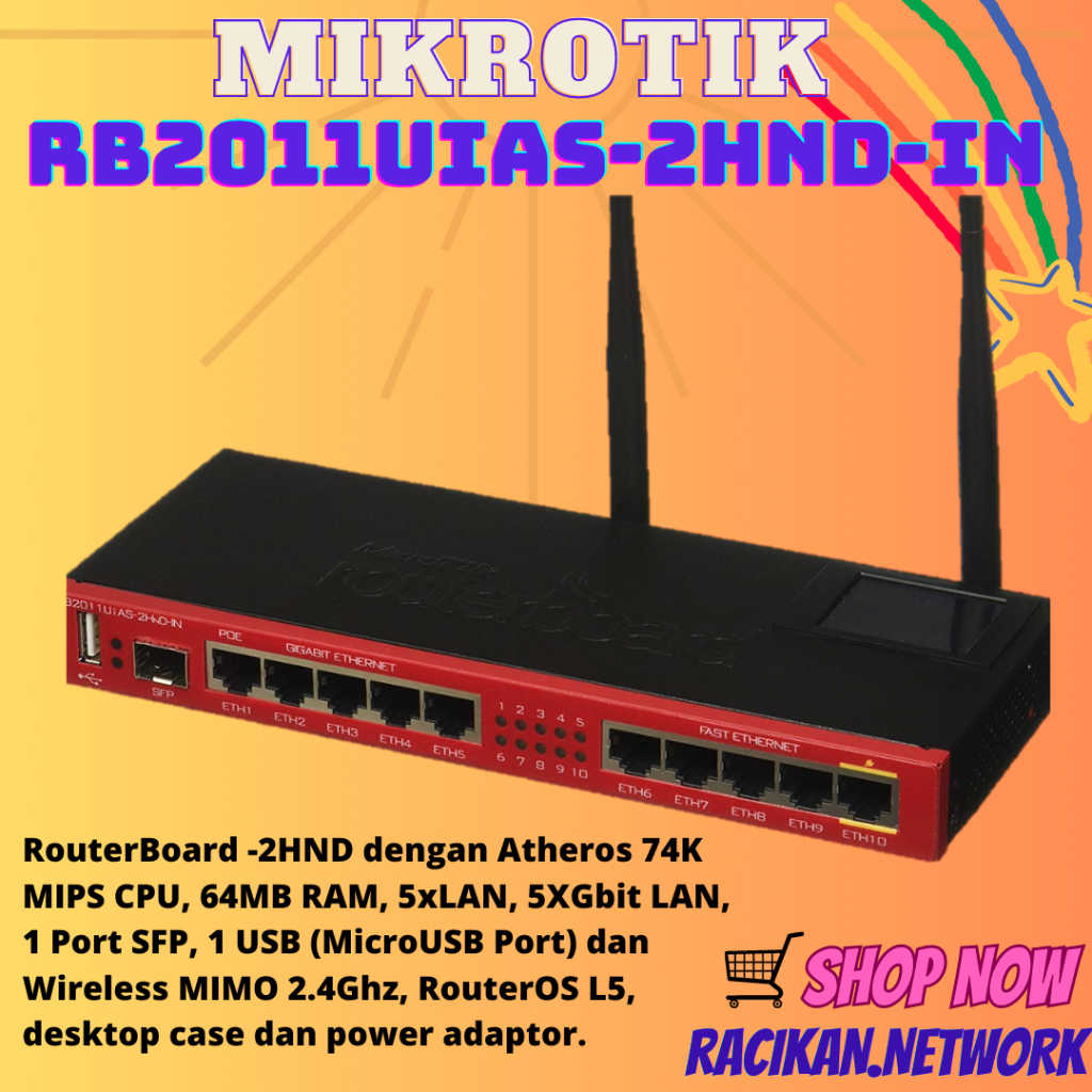 Jual Mikrotik RB2011UiAS-2HnD-IN Router Wireless 5 x 10/100 + 5 x ...