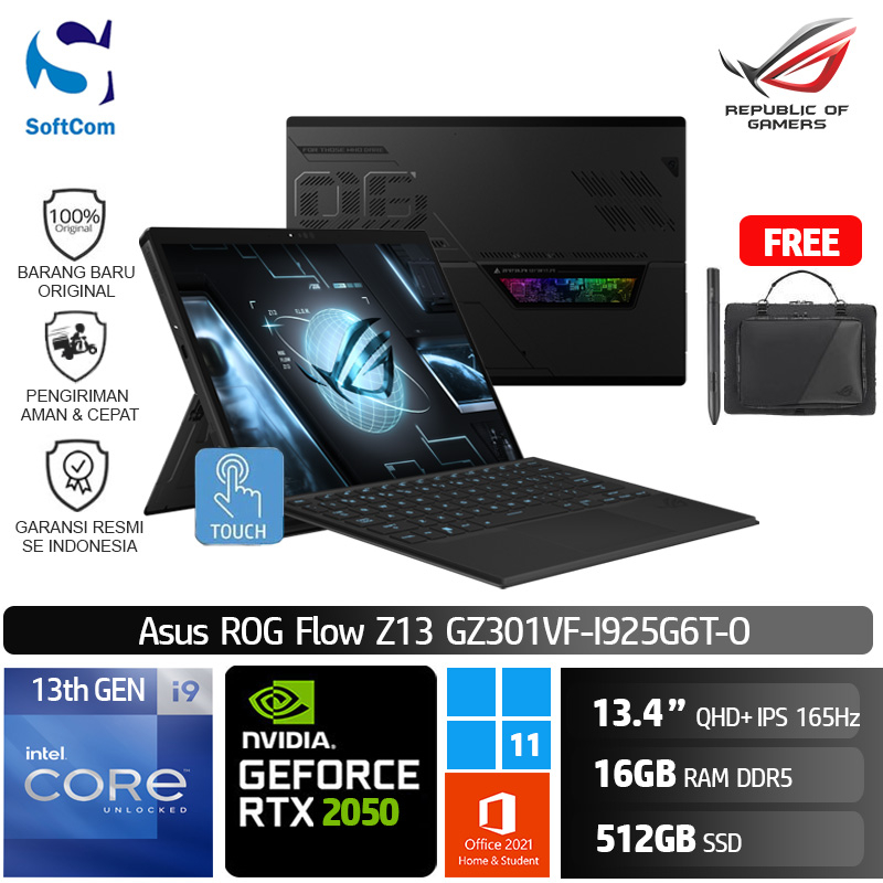 Jual Asus ROG Flow Z13 GZ301VF I925G6T I9 13900H/16GB/512GB SSD/RTX2050