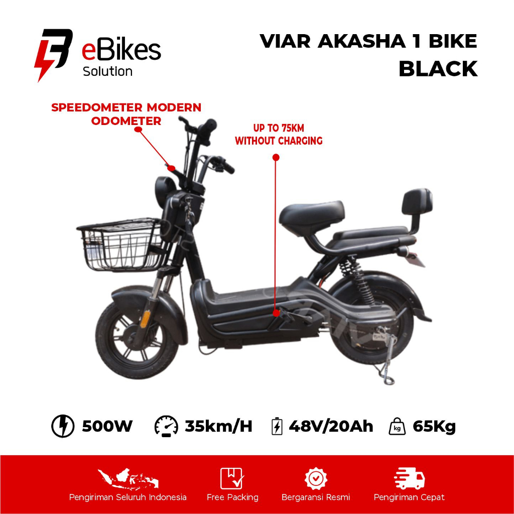 Jual Sepeda listrik Viar Akasha Bike 500w Garansi Resmi