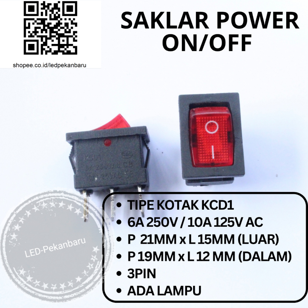 Jual SAKLAR 3 PIN ON OFF LAMPU SWITCH POWER TOMBOL 21X15 3PIN ROCKER ...