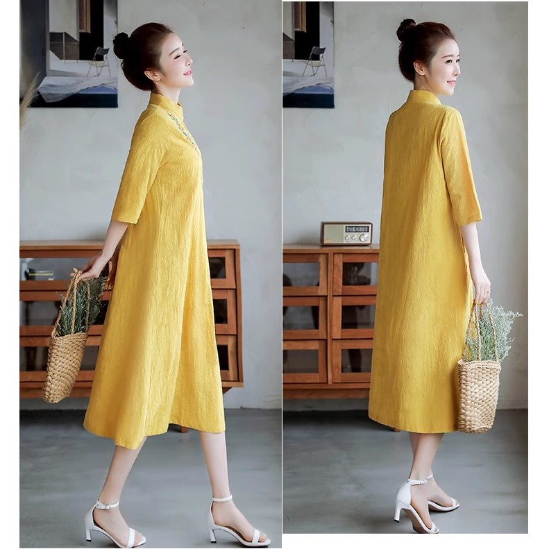Jual Gaun Pesta D23006 Cheongsam 4 warna Kuning Pink Putih Merah Lengan ...