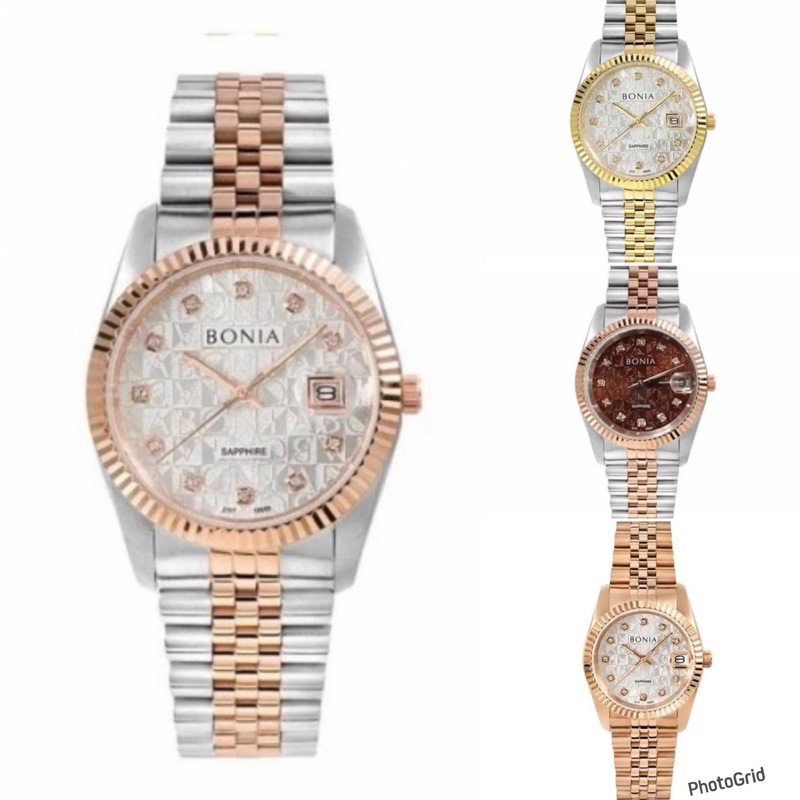 Jual JAM TANGAN BONIA WANITA BNB10550 ENGRAVE OYSTER SAPPHIRE ORIGINAL