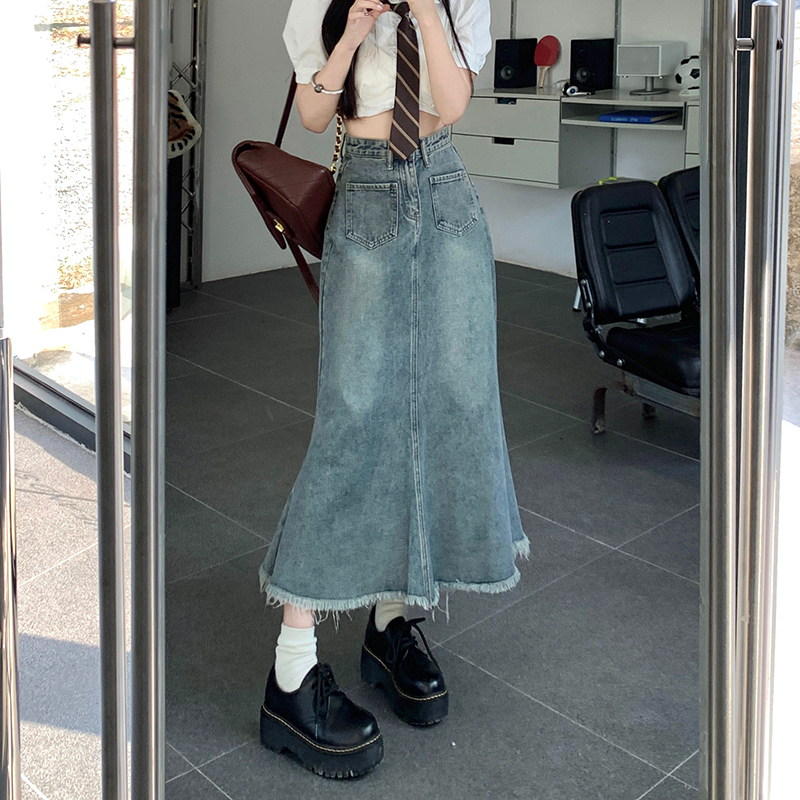 Jual Kekinian Biru Baru Highwaist Rok Jeans Fashion Robek Rok | Shopee ...