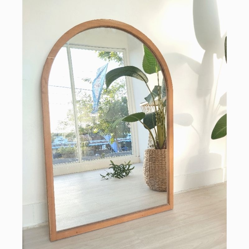 Jual Cermin Aesthetic | Cermin Lengkung Atas | Cermin Frame Kayu Tebal ...