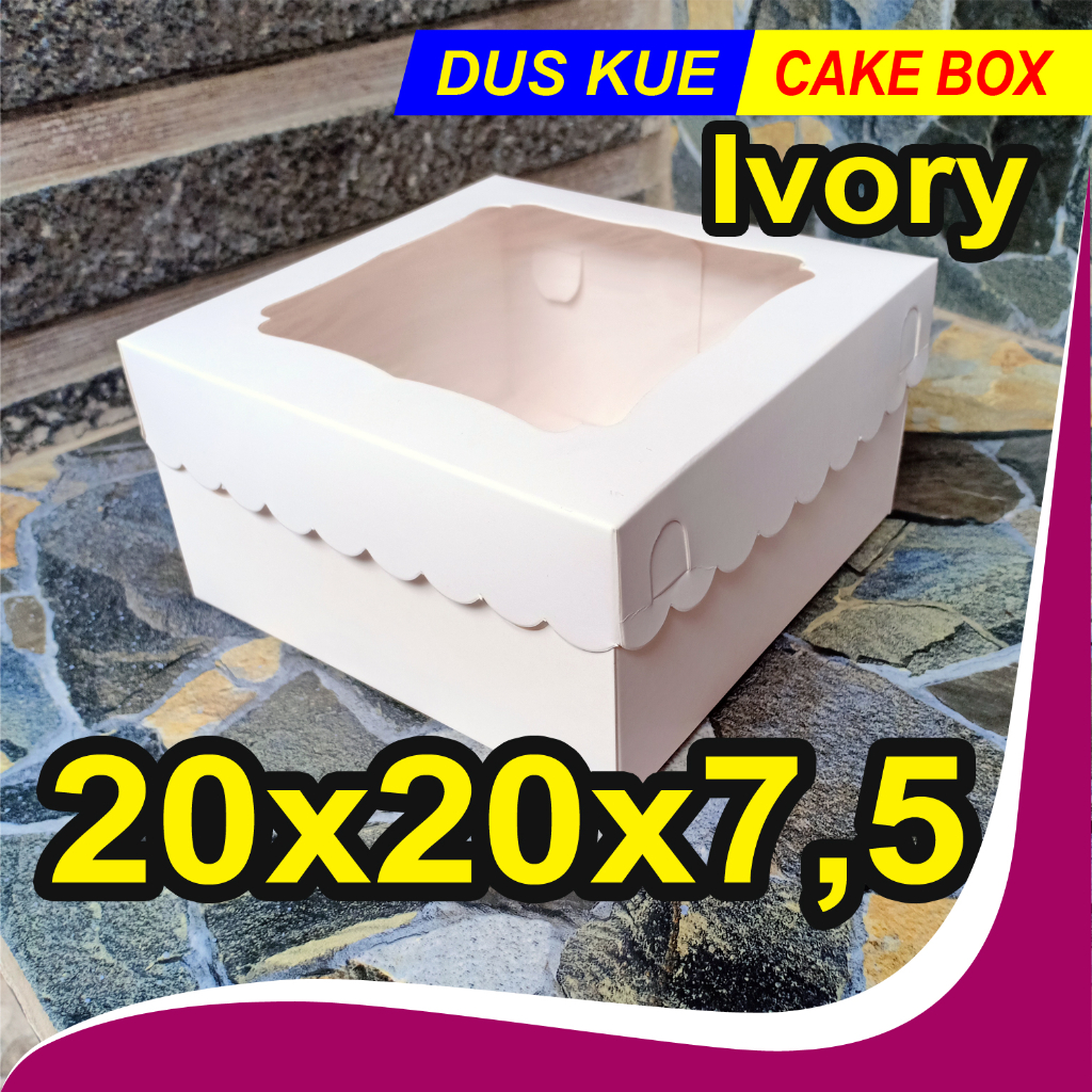 Jual Dus 20x20x7,5 IVORY/ TUTUP JENDELA / 20x20/ Dus Kue / Dus Brownis ...