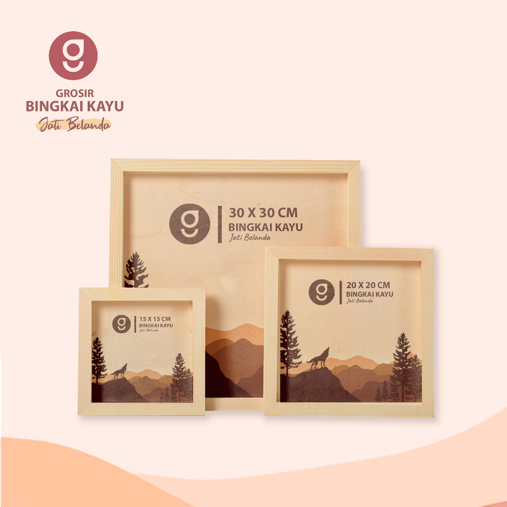 Jual Bingkai Kayu Jati Belanda 20x20 CM Bingkai Foto Kayu 20 CM Pigura