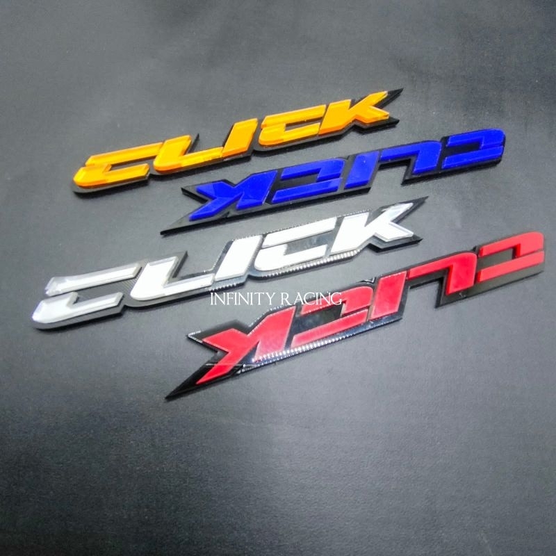 Jual Emblem Tulisan CLICK Akrilik Timbul Plus Double Tape ( HARGA