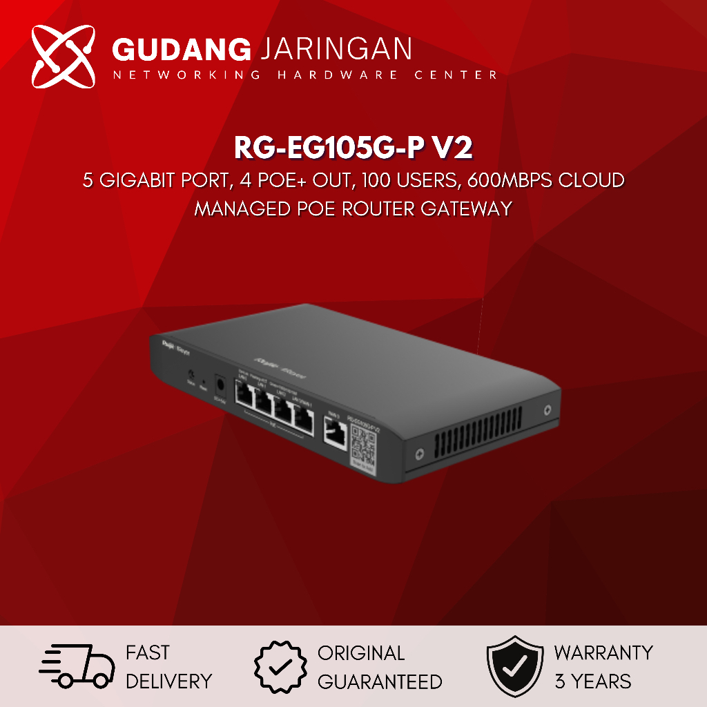 Jual RG-EG105G-P V2 RUIJIE REYEE 5 GIGABIT PORTS CLOUD MANAGED POE ...