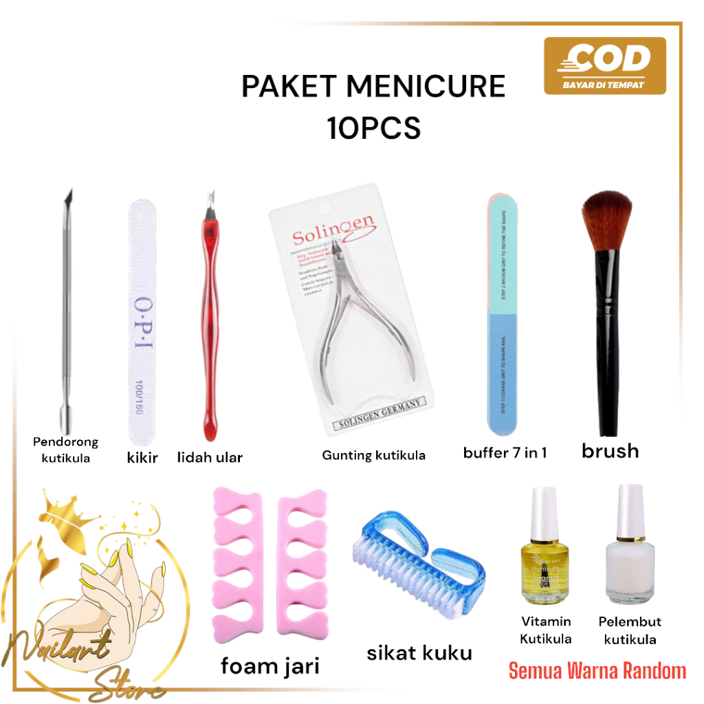 Jual Paket nail art tools 10PCS menicure set kutikula Alat Pedicure Medicure/ perawatan