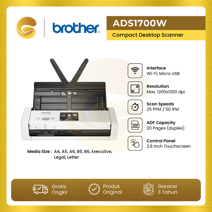 Jual BROTHER Scanner ADS1700W ADS 1700W Scanner Brother ADS 1700 W