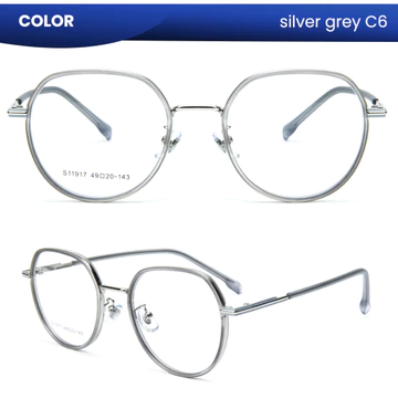 IOOI Eyewear Kacamata Segi Lima Metal PC Lensa Anti Radiasi Bluecromic Photocromic Pria Wanita