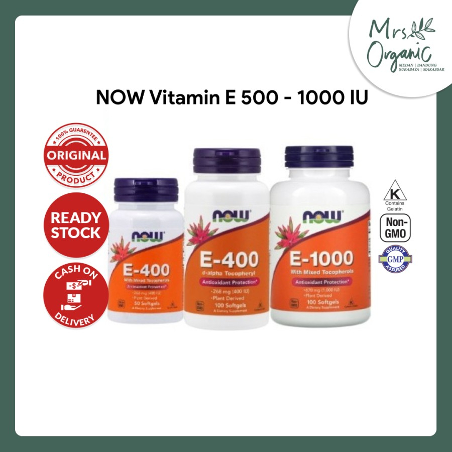 Jual NOW Vitamin E 400 E 1000 IU 50 100 Softgels antioksidan kulit