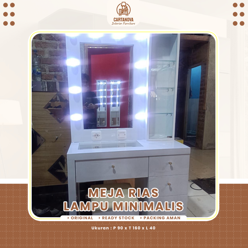 Jual Meja Rias Cermin Lampu Vanity Mirror Frameless Led Makeup Mua