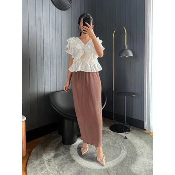 GLITTEN THE LABEL Rok Span Panjang Plisket Lidi Wavy Rok Span Plisket Wavy Rok Plisket Lidi Rok