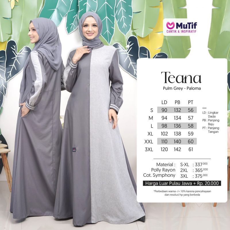 Jual MUTIF Gamis TEANA Dress Pakaian Muslim Wanita Dress Katun ...