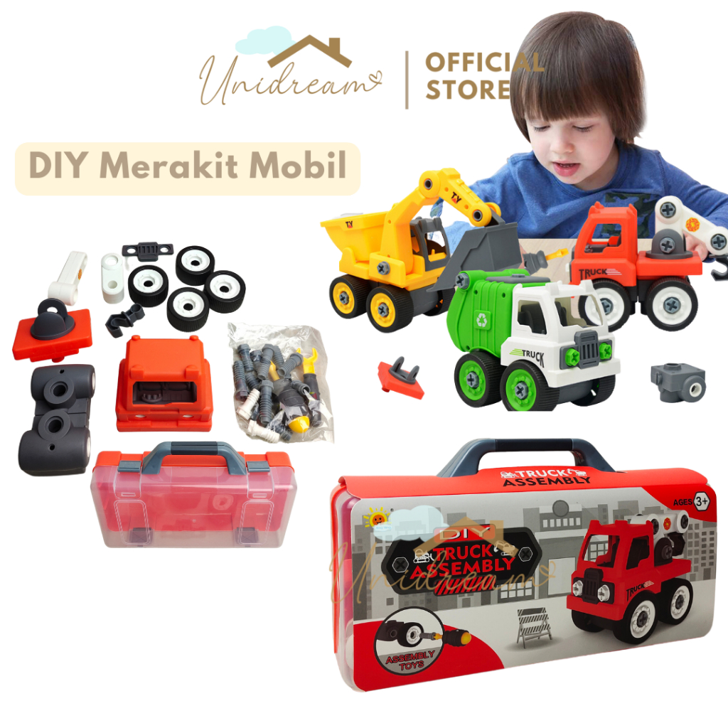 Jual Unidream - DIY Truck Car Assembly Box Engineering Toys Die Cast ...