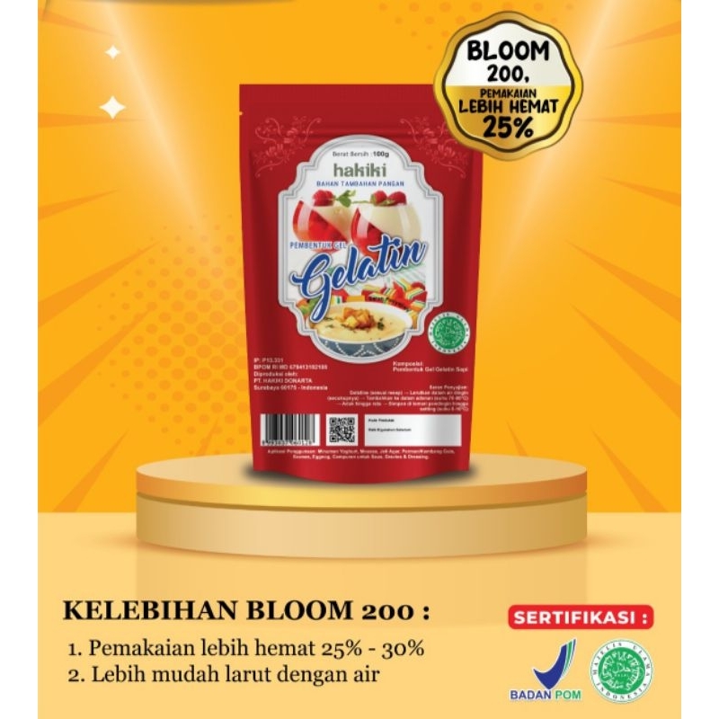 Jual Gelatin Powder Hakiki Halal 100 gram Bahan kue makassar gelatine