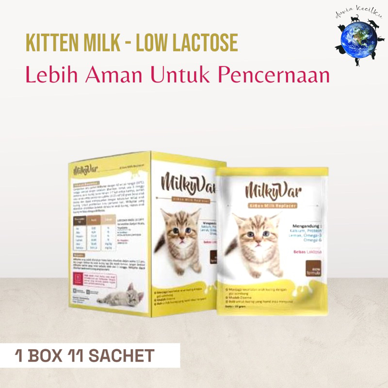 Jual Milkyvar Susu Kucing Low Lactose Kitten Milk Replacer Aman Untuk