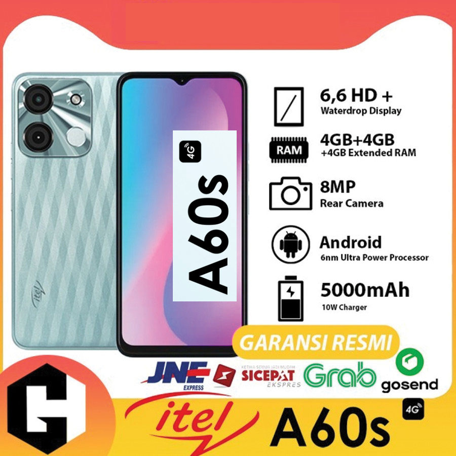 Jual ITel A60S 4/128 GB 4/64 Garansi Resmi RAM up to 8GB (4+4GB ...