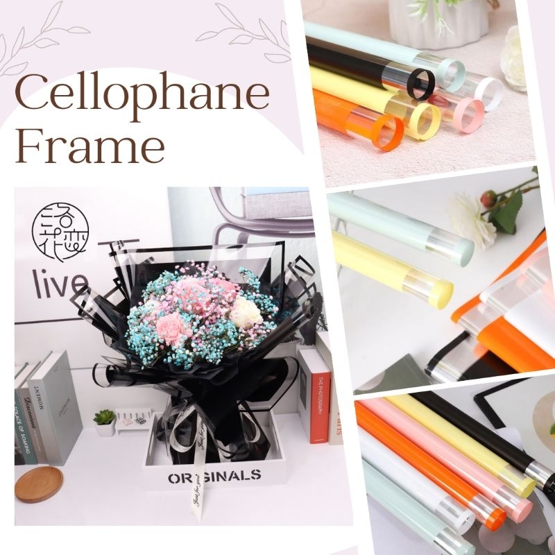 Jual KERTAS BUKET CELLOPHANE BUNGA MOTIF FRAME COLOR | Shopee Indonesia