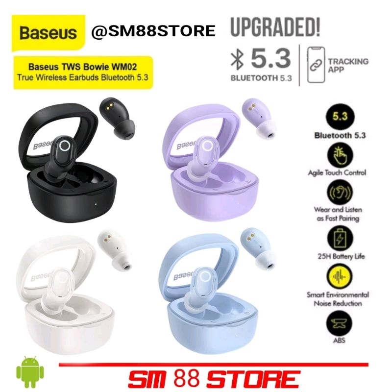 Jual Baseus True Wireless Bluetooth Earphone Mini Earbuds TWS WM02 ...